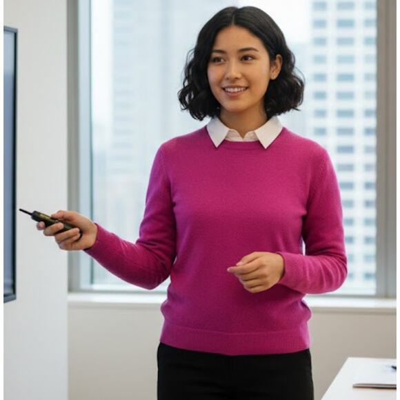 J.CREW Sweaters - J.CREW Teddie Sweater Magenta Pink Cotton Wool Crewneck Size M Preppy Minimalist